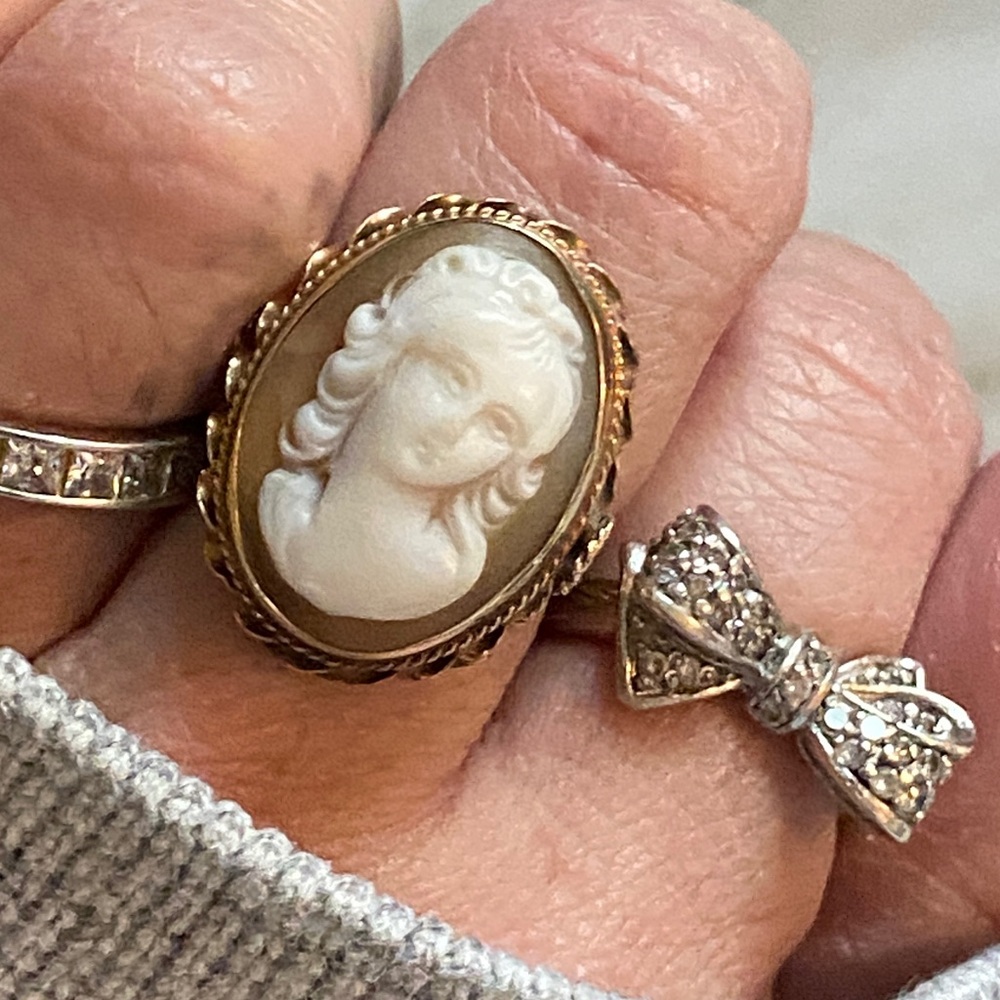 (NFS / NFT) 14K + Victorian Shell Cameo Ring circa 1840, size 7 - Picture 3 of 17